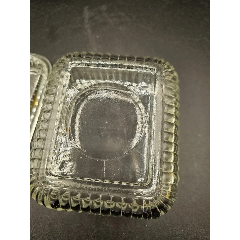 Vintage Clear Ribbed Glass Refrigerator Dish Rectangular Storage Containe Lid XX